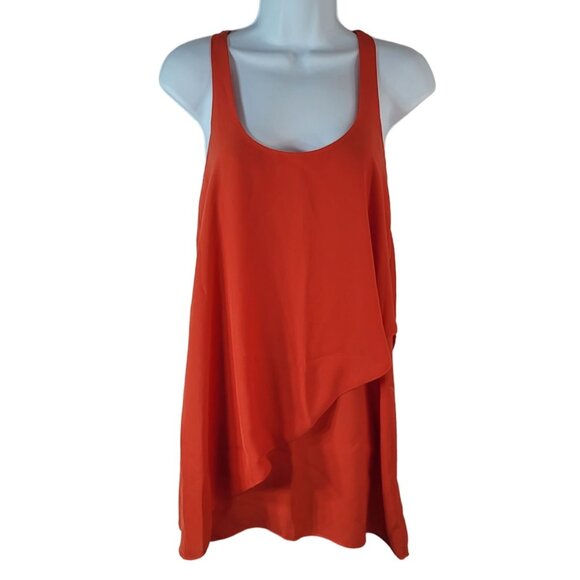 Silence & Noise Sleeveless Tank Dress Orange XS Tier Lined Zip Urban Outfitters - Picture 1 of 10